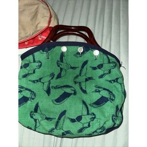 Vtg 1970's DeLanthe Interchangeable Handbag with Brown Lucite Handles